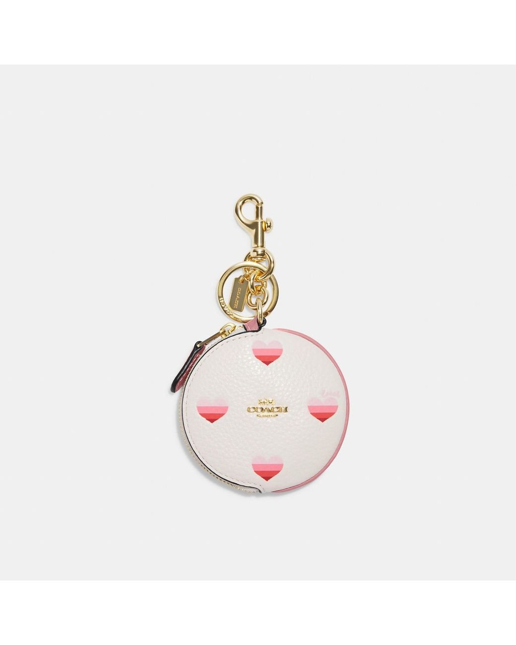Coach Outlet Circular Coin Pouch With Heart Print in Pink