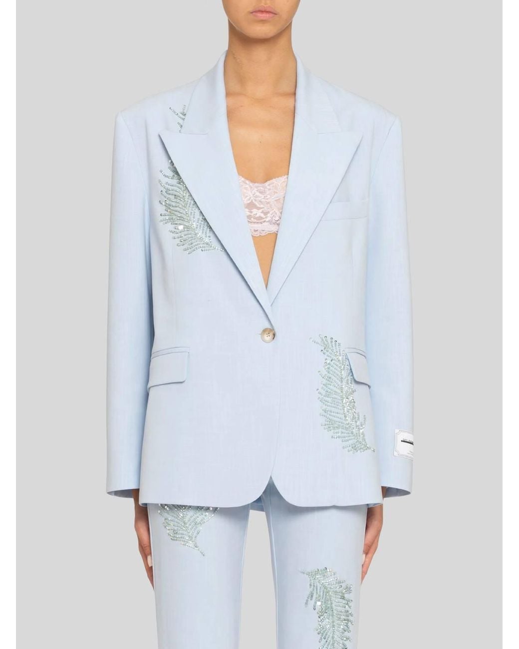 Des Phemmes White Oversized Blazer With Sequin