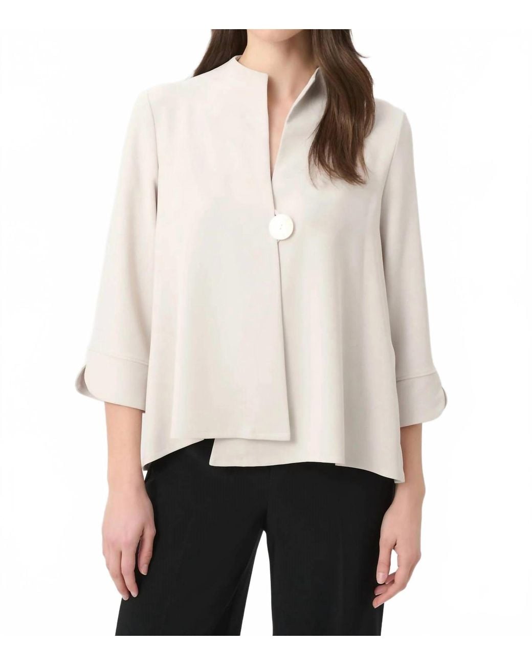 Joseph Ribkoff White Statement Button 3/4 Sleeves Swing Jacket