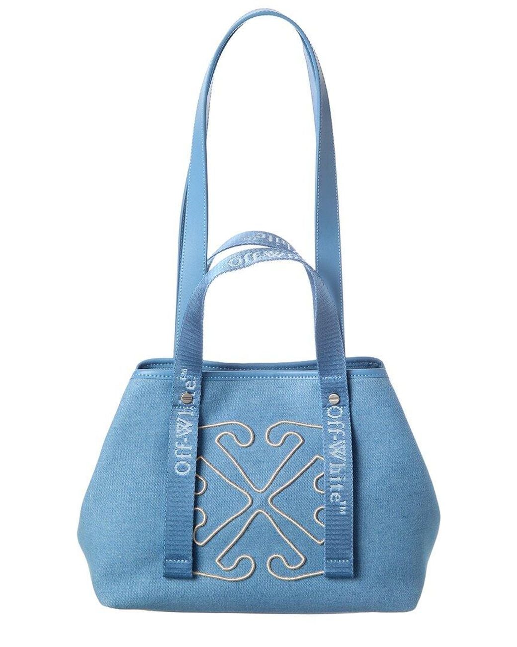 Off-White c/o Virgil Abloh East West Small Denim & Leather Tote in