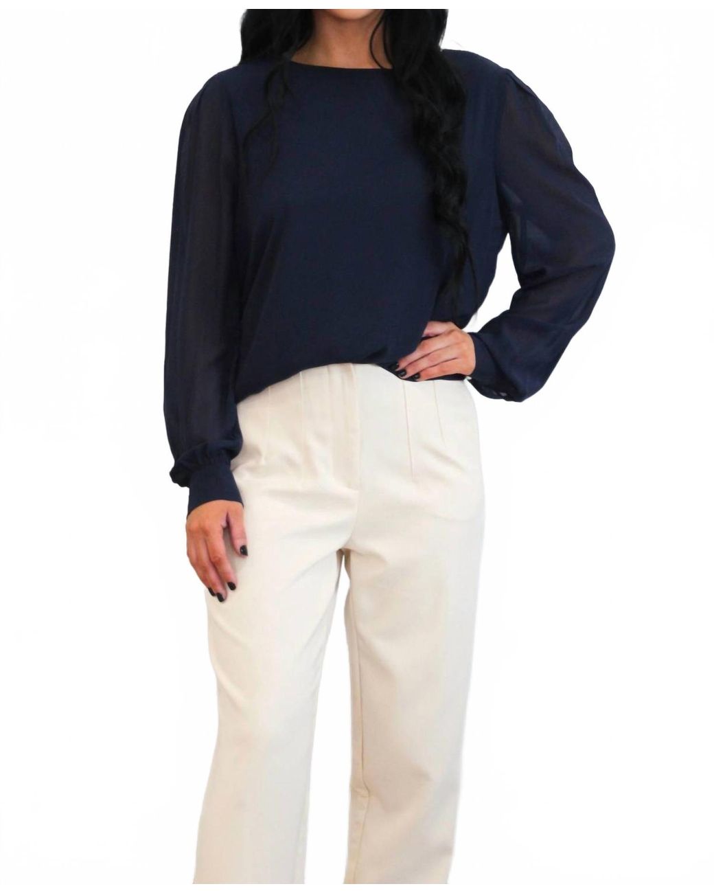 Zenana Blue Keepsake Chiffon Top