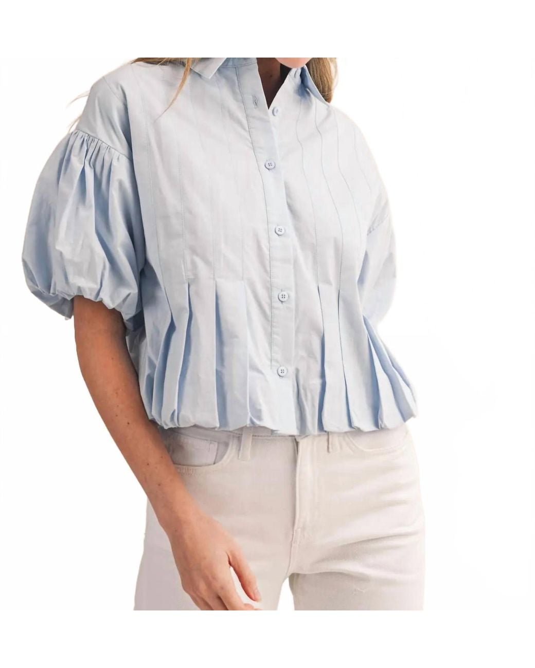 ..,merci White Pleated Bubble Top