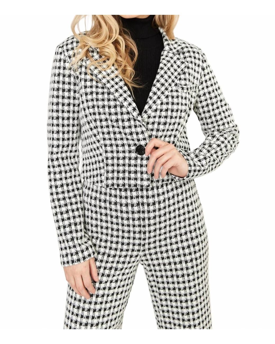 FRANK LYMAN Multicolor Cropped Houndstooth Knit Jacket
