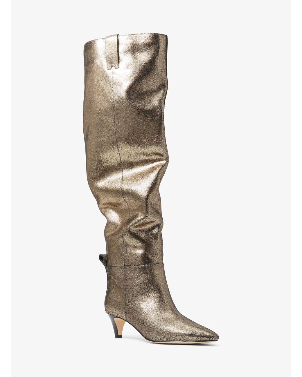 Michael Kors White Daniela Metallic Leather Boot