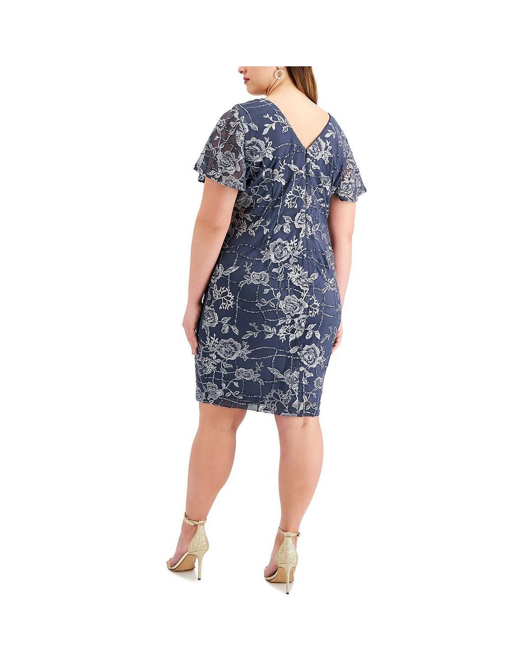 Alex Evenings Plus Sequined Midi Cocktail And Party Dress in Blue | Lyst