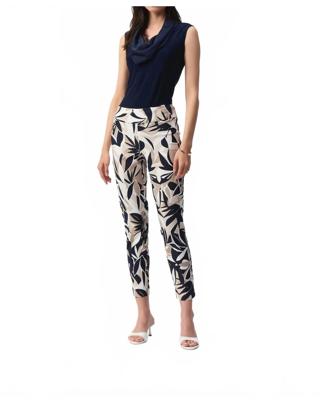 Joseph Ribkoff Tropical Print Slim Fit Pants in Blue | Lyst