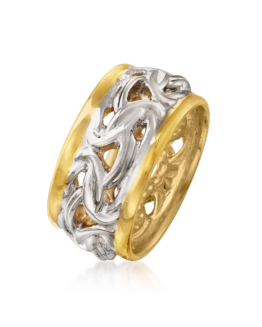 Ross-Simons Two-Tone Byzantine Ring in Sterling Silver with 14kt Gold 
