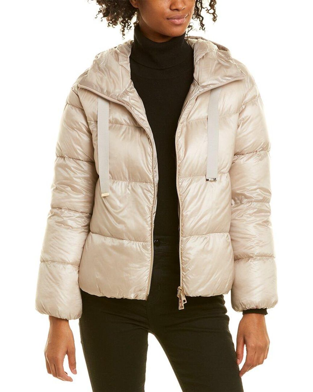 metallic quilted puffer jacket