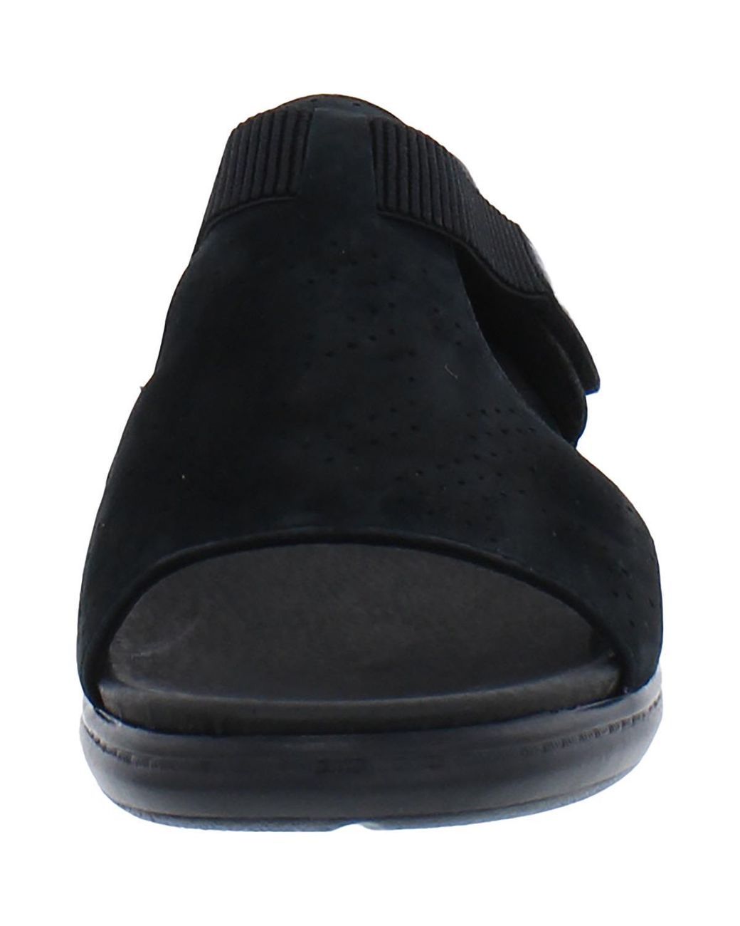 Aravon Duxbury Leather Open Toe Wedge Sandals in Black | Lyst