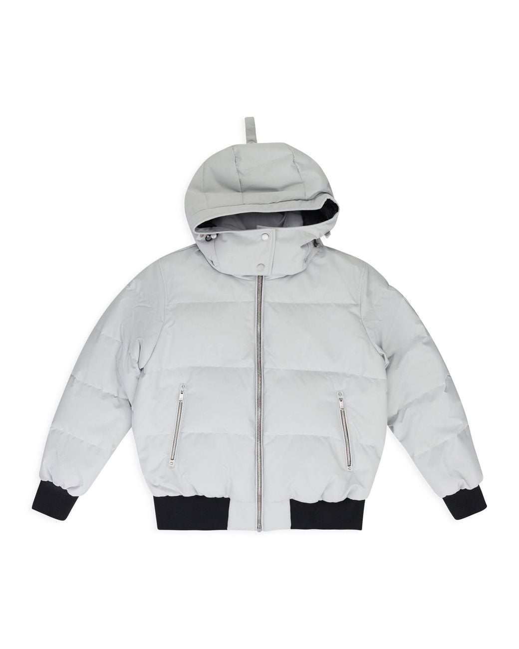 Moose Knuckles Gray Cloud Bomber Shearling Puffer Jacket