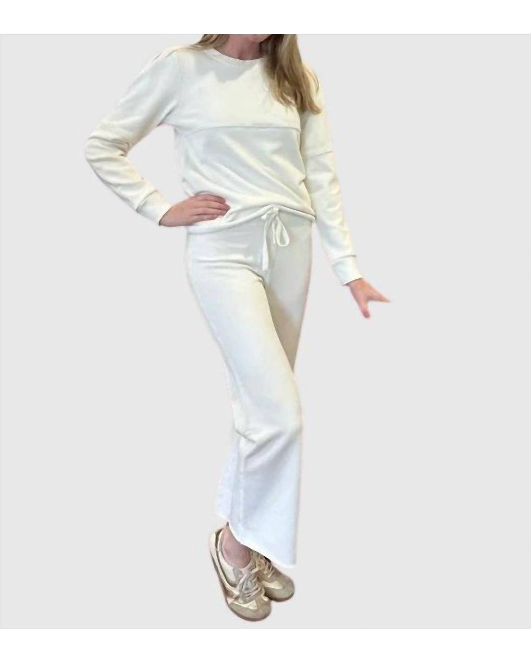 Bobi White Crop Flare Pant