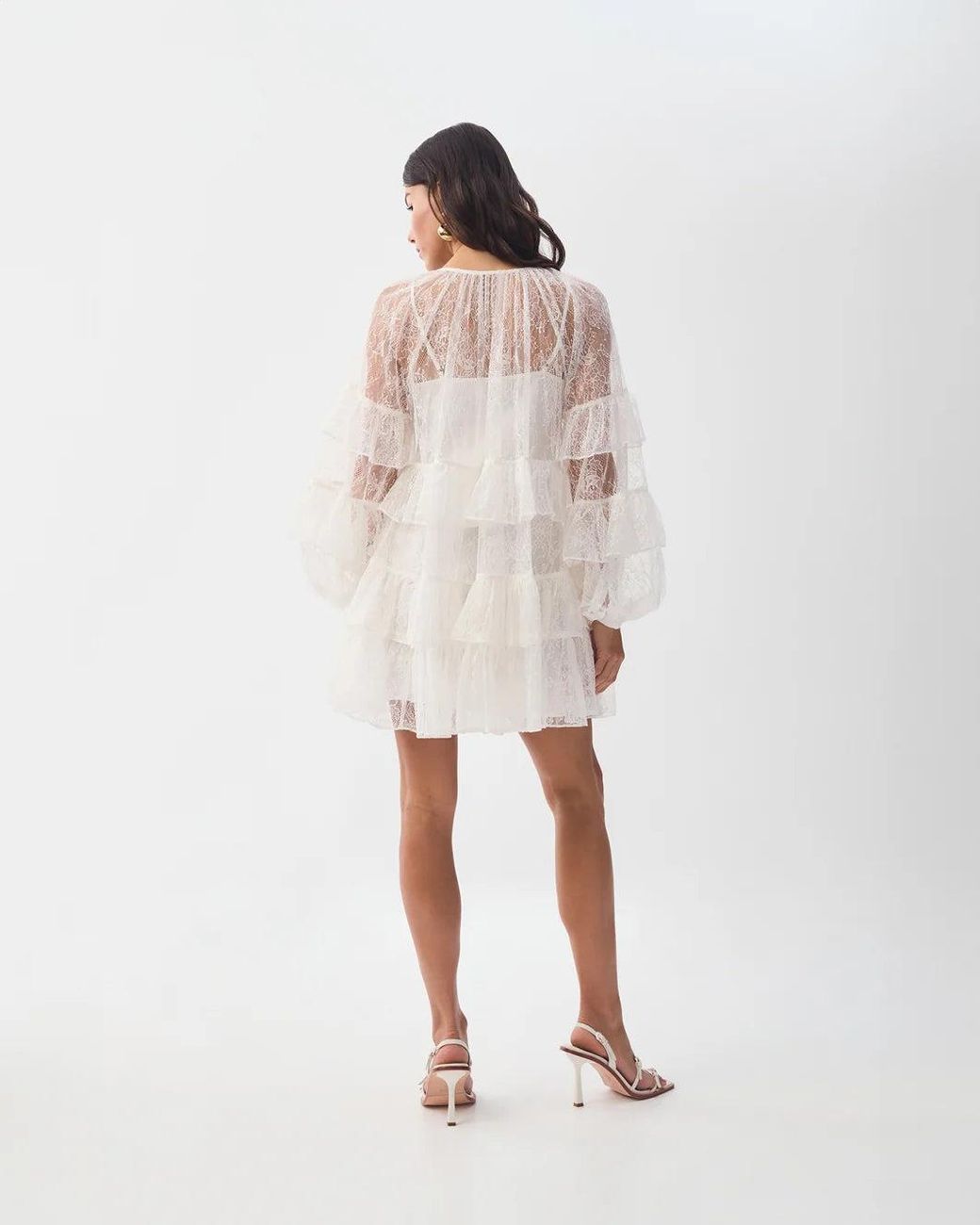 【Aje】Primrose Mini Dress/フリルミニドレス/ティアードレース Aje Primrose Mini Dress in Ivory | REVOLVE