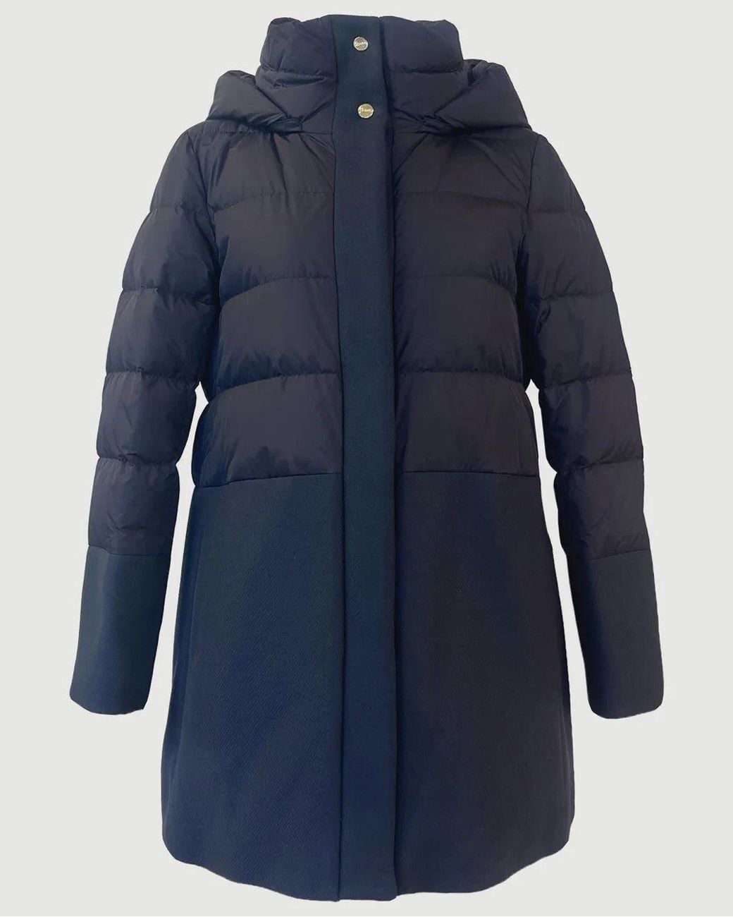 Herno Blue Mixed Media Long Puffer