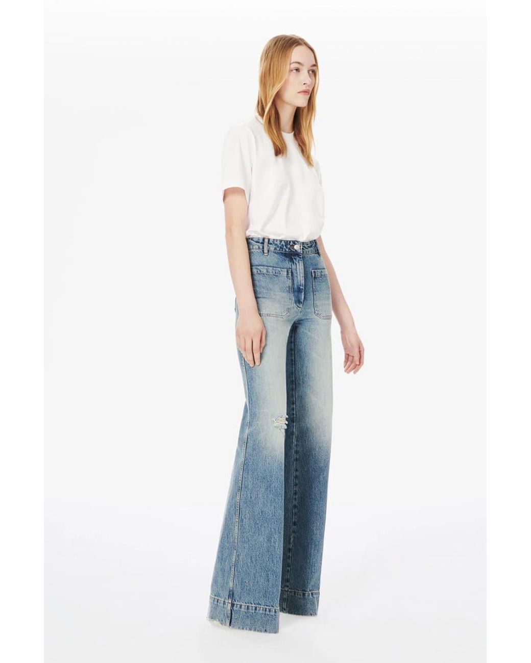 Womens Clothing Jeans Wide-leg jeans Save 15% Victoria Victoria Beckham Cotton Alina Jean in Blue 