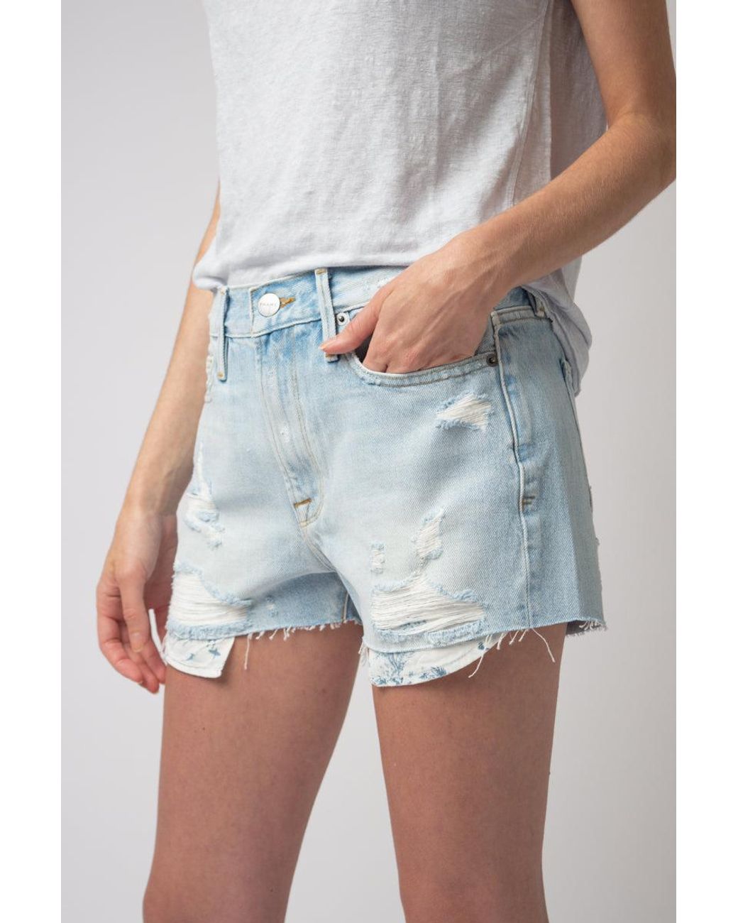 FRAME Denim Le Beau Short in Blue | Lyst