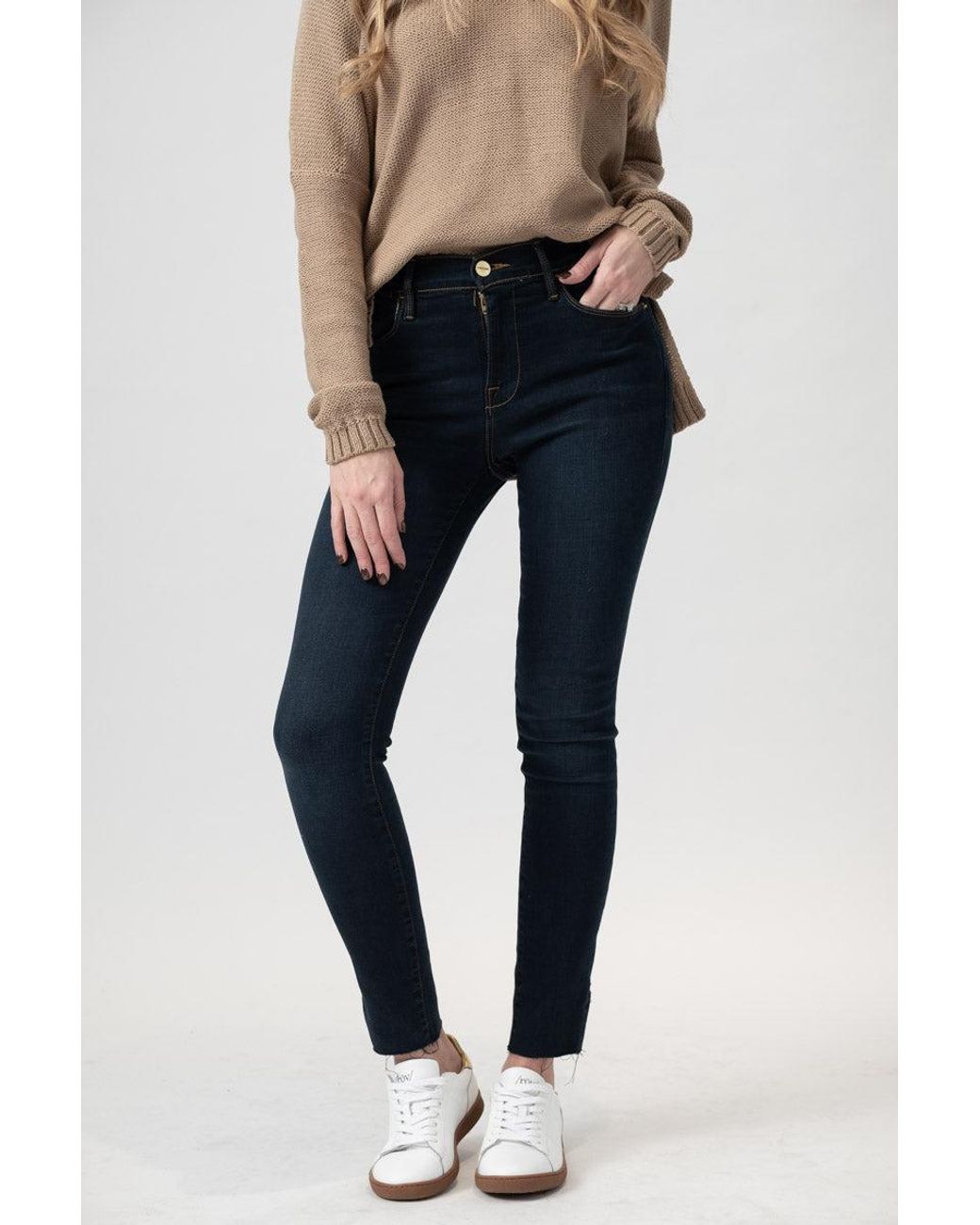 High Skinny Raw Edge Slit Rivet 