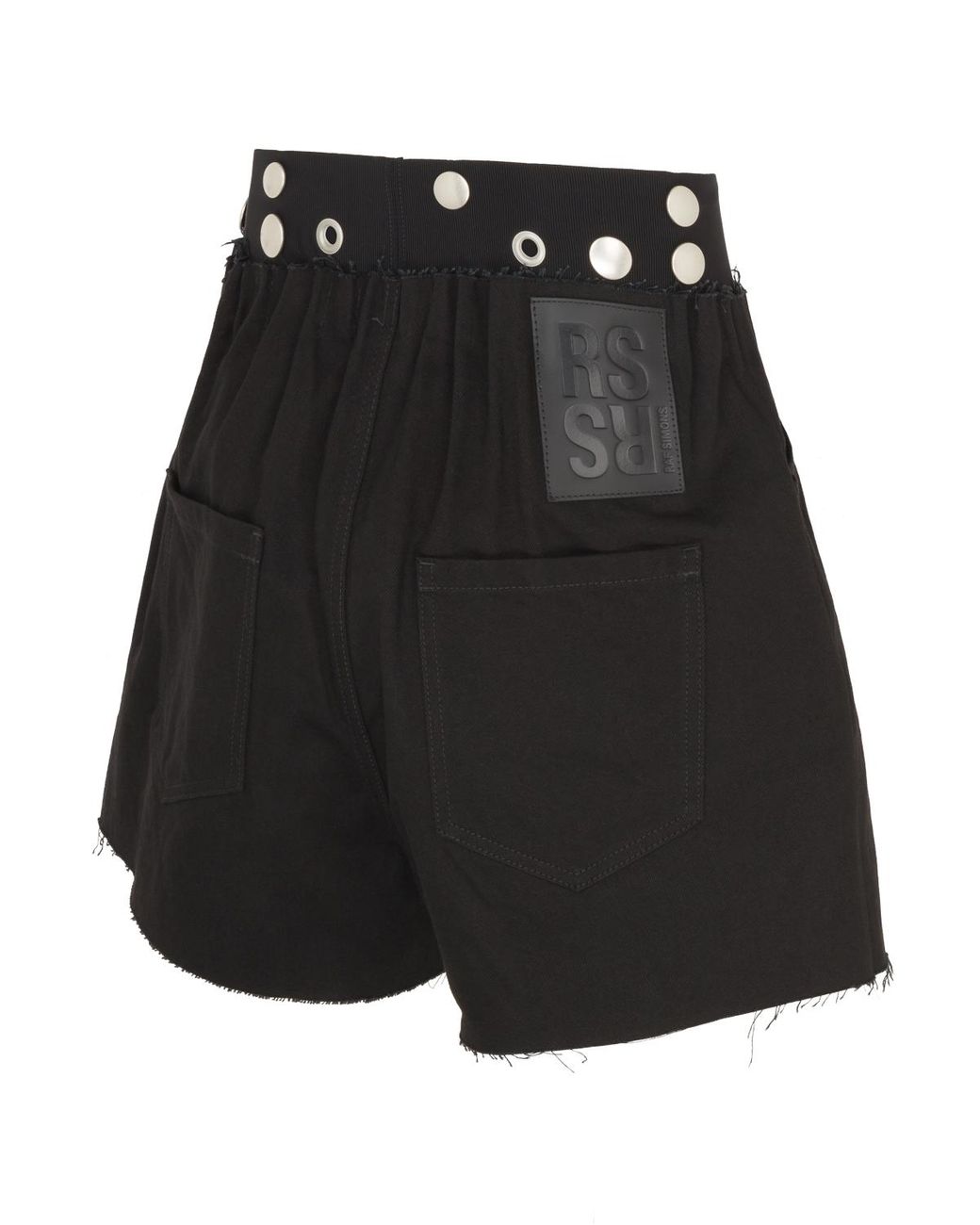 Raf Simons Wide Denim Shorts With Studs And Eyelets On Elastic