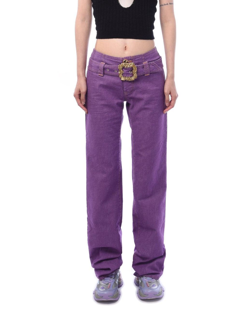 Cormio Robin Denim Jeans With Belt in Purple | Lyst