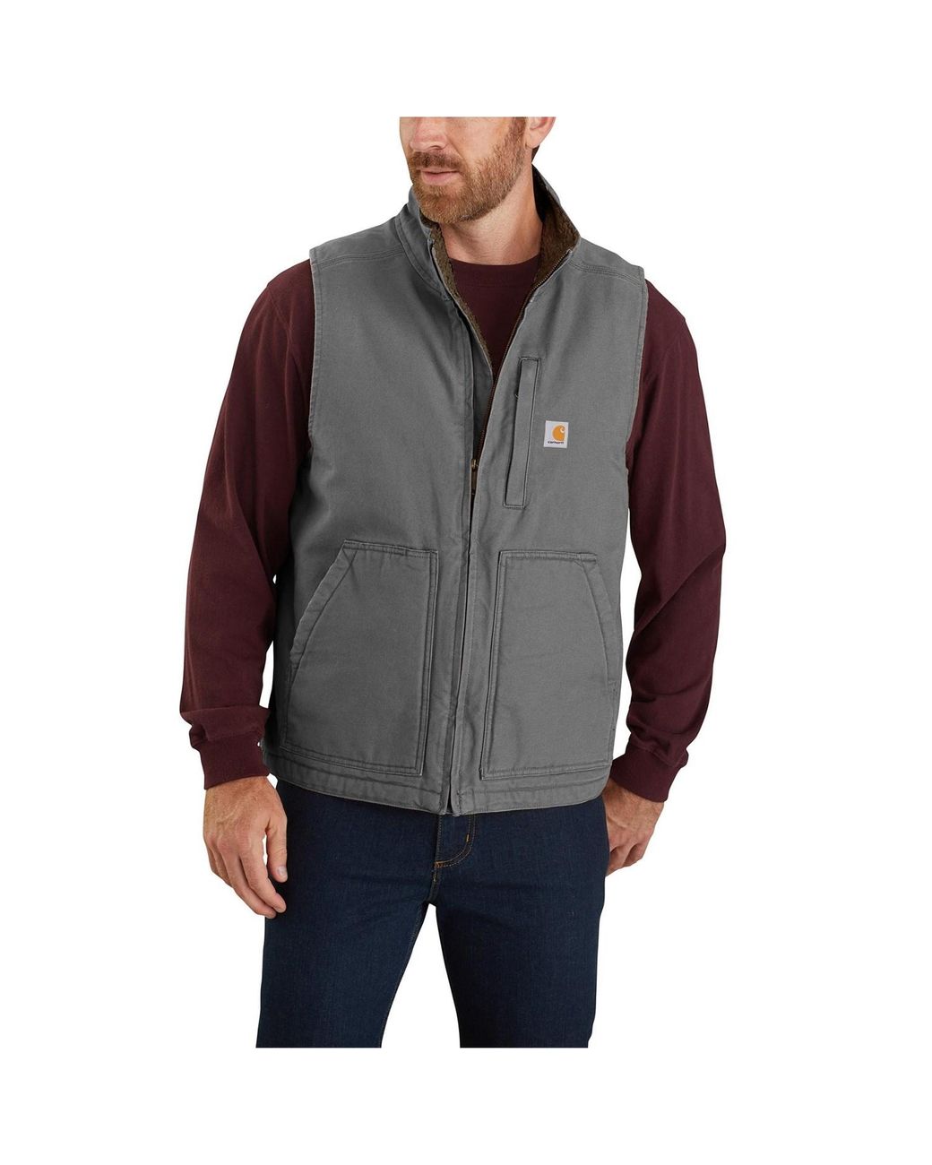 Carhartt 104277 Big And Tall Loose Fit Washed Duck Sherpalined Mock