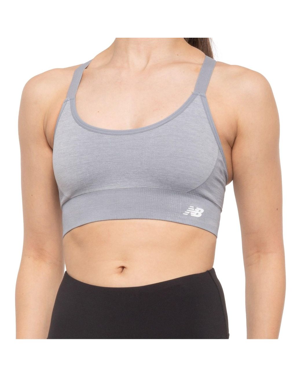 New Balance Core Seamless Longline Sports Bra in Gray Lyst
