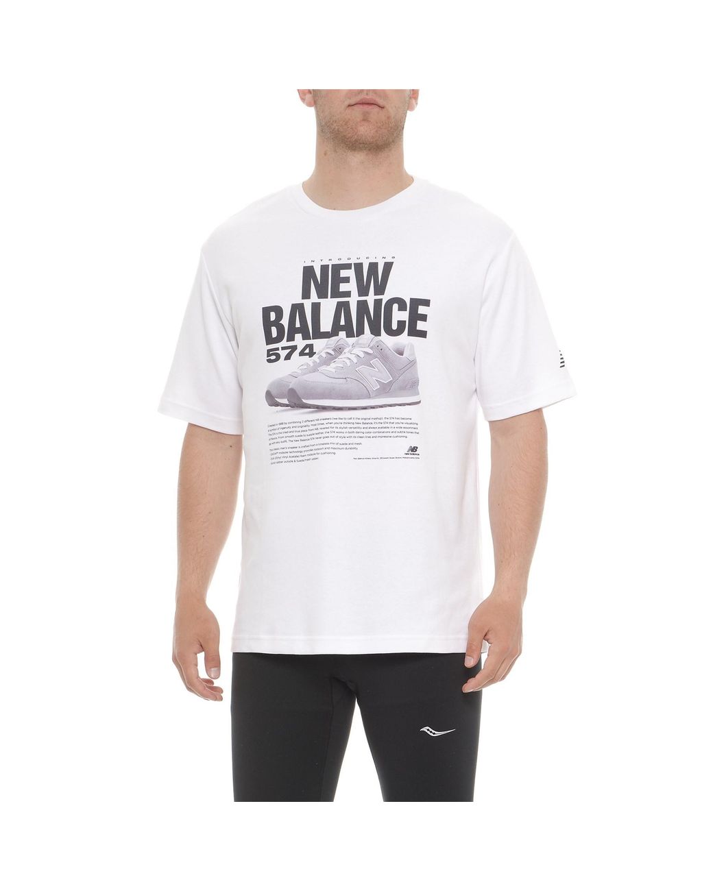 New Balance 574 T-shirt in White for Men | Lyst