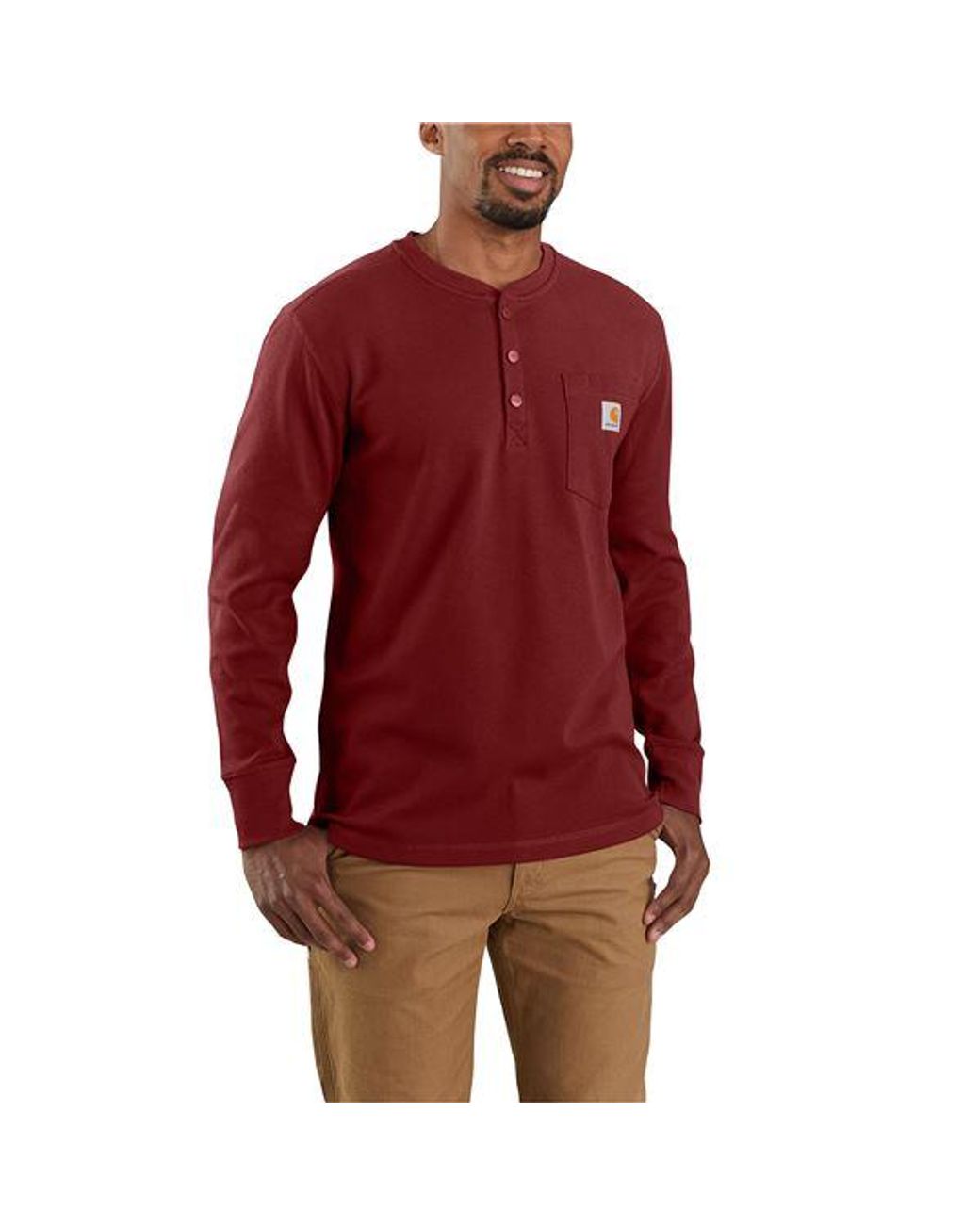 Carhartt 104429 Relaxed Fit Heavyweight Pocket Thermal Henley Shirt in