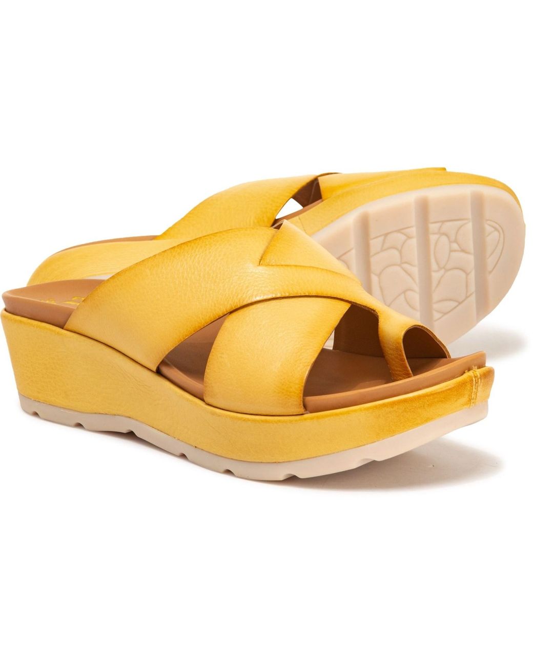 KorkEase Baja Sport Wedge Sandals in Yellow Lyst