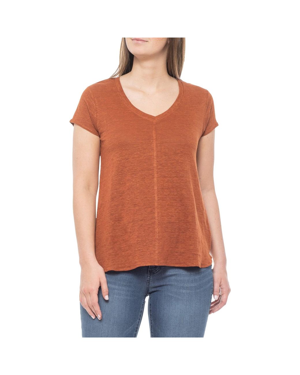 Tahari Spice Linen Shirt in Orange | Lyst