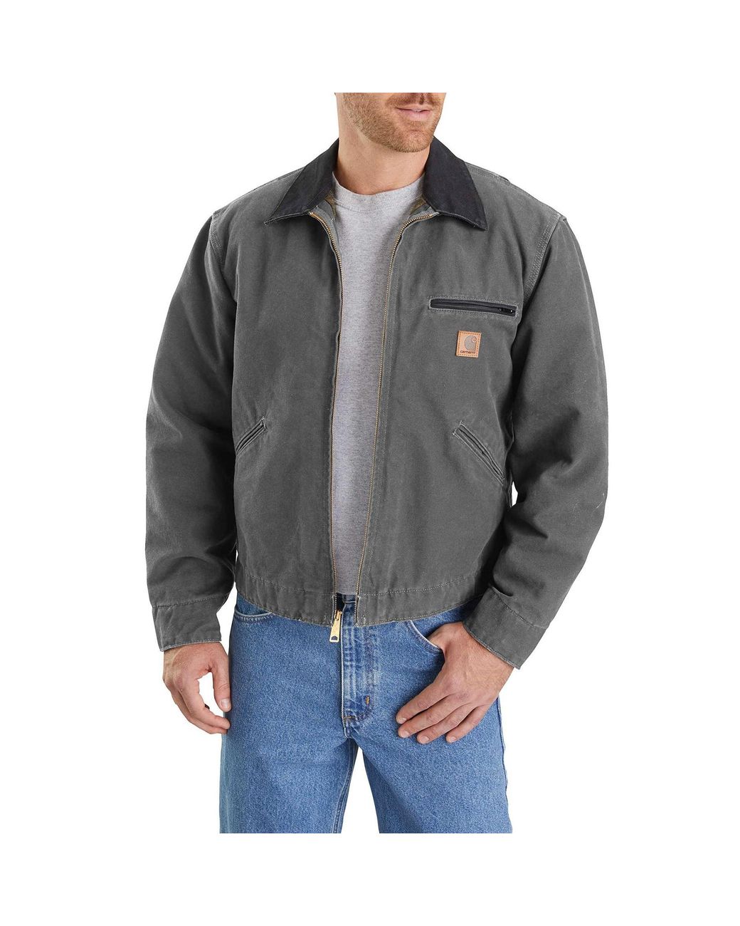 Carhartt Detroit Sandstone Duck Jacket in Gray for Men | Lyst