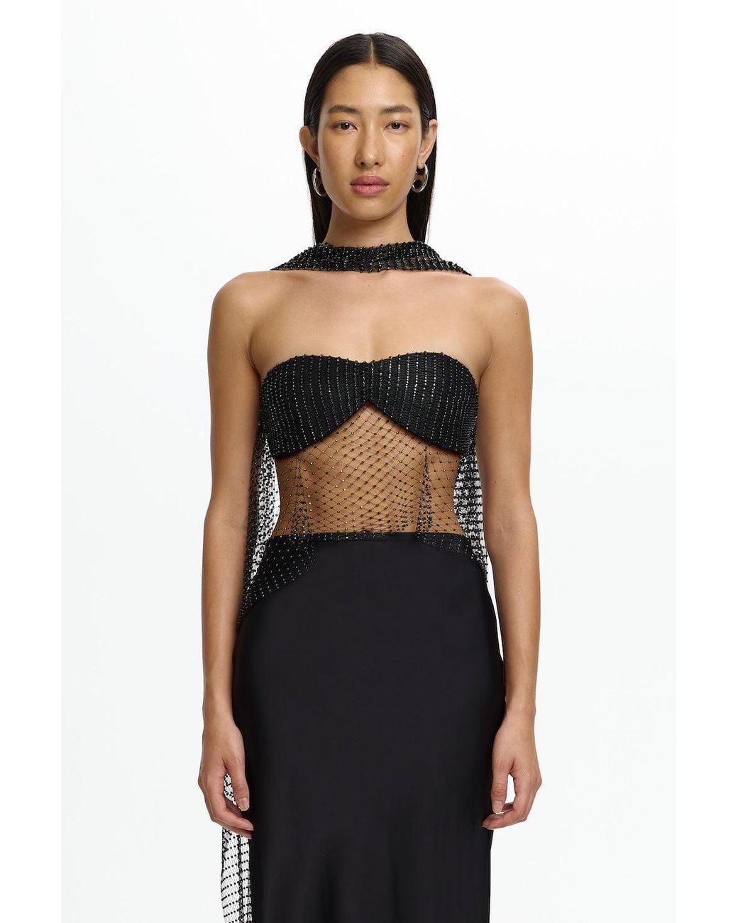 SO ONLINE AU Black Robin Strapless Drape Top For Polyester