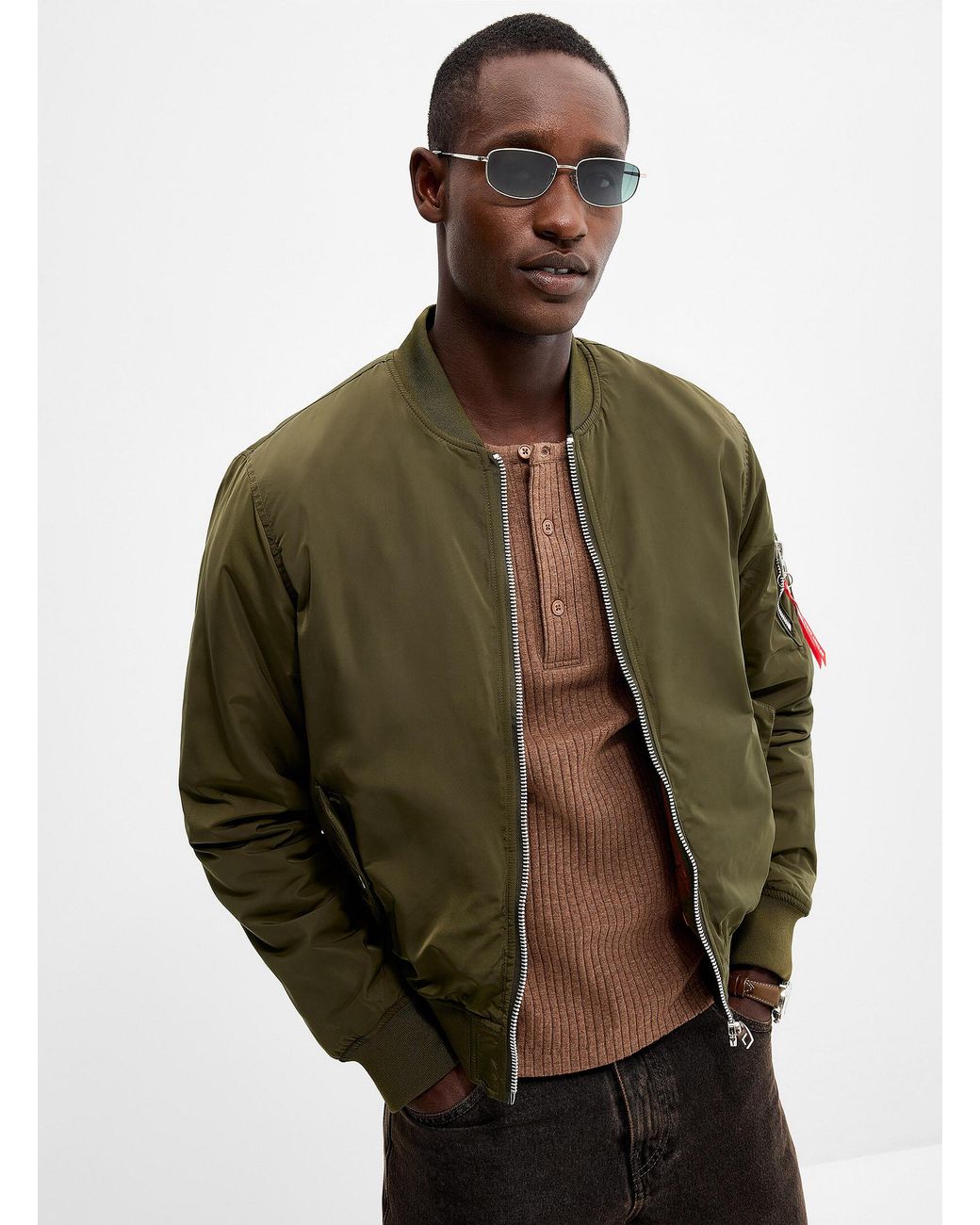 Point Zero Green Aviator Bomber Jacket for men