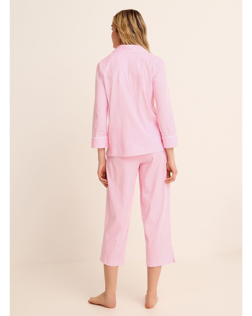 Ralph Lauren Pink Delicate Pattern Piped Pyjama Set