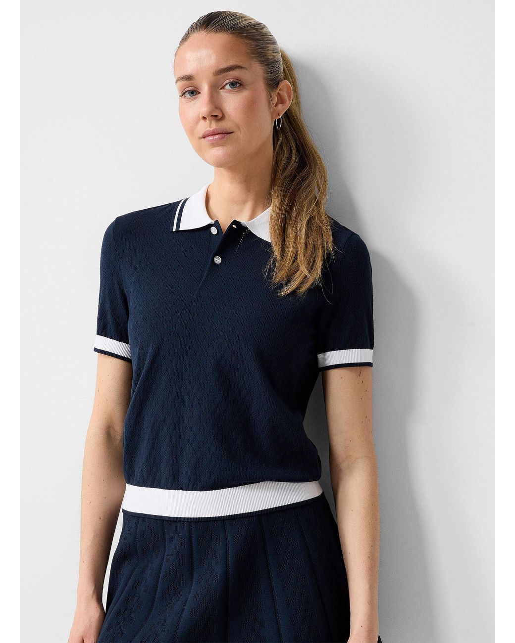 J.Lindeberg Blue Polly Pointelle Golf Polo