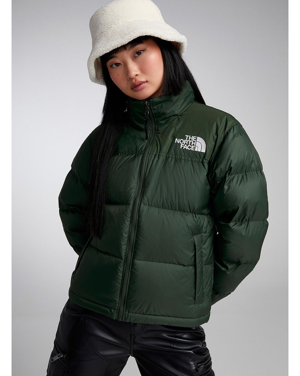 north face green quilted jacket