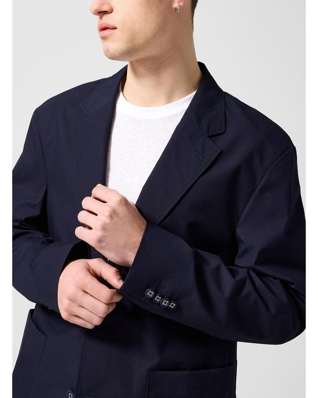 Officine Generale Blue Cyril Lightweight Brushed Poplin Jacket for men