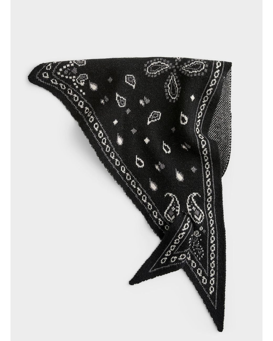 Simon's Black Paisley Jacquard Triangular Scarf