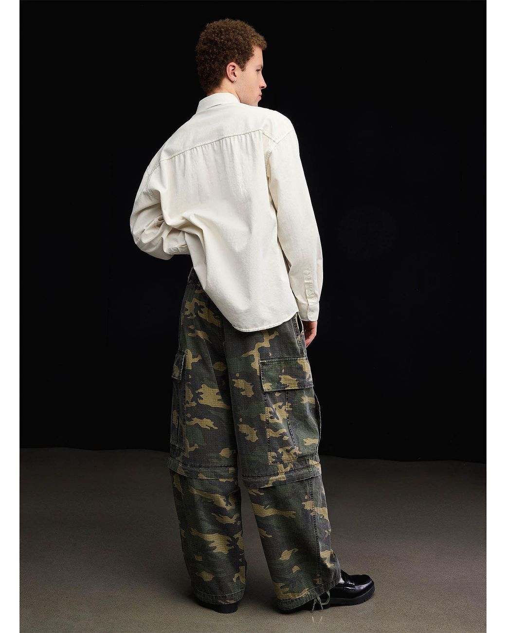 Djab Black Camo Ripstop Convertible Cargo Pant Baggy Fit Imported From Seoul for men