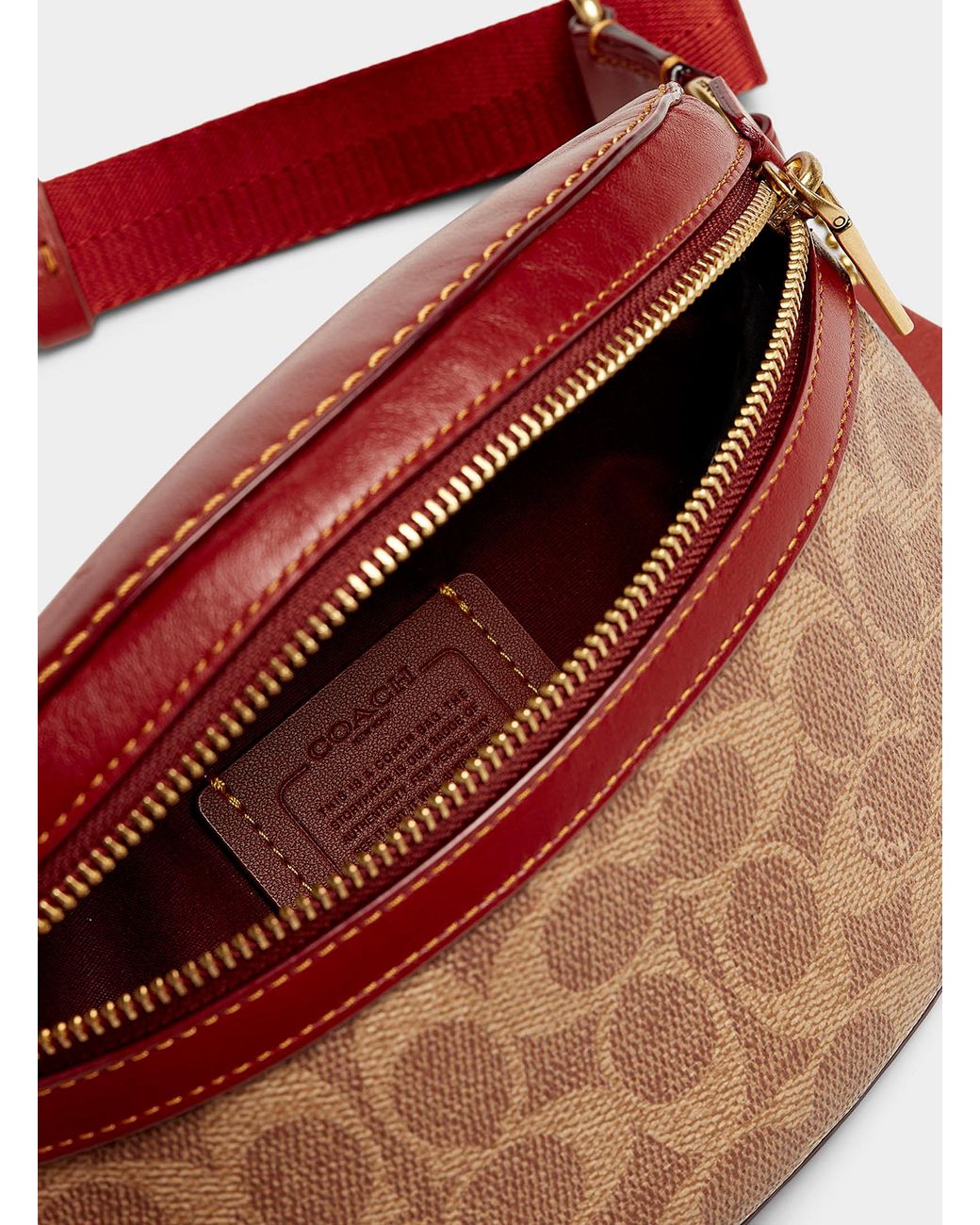 COACH Bethany Logo Leather Belt Bag in Red Lyst