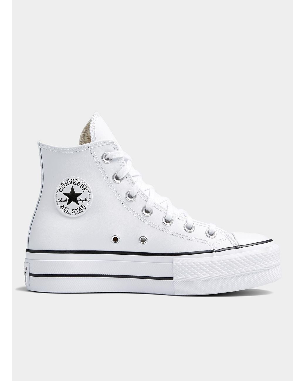 Converse Chuck Taylor All Star High Top White Leather Platform Sneaker ...
