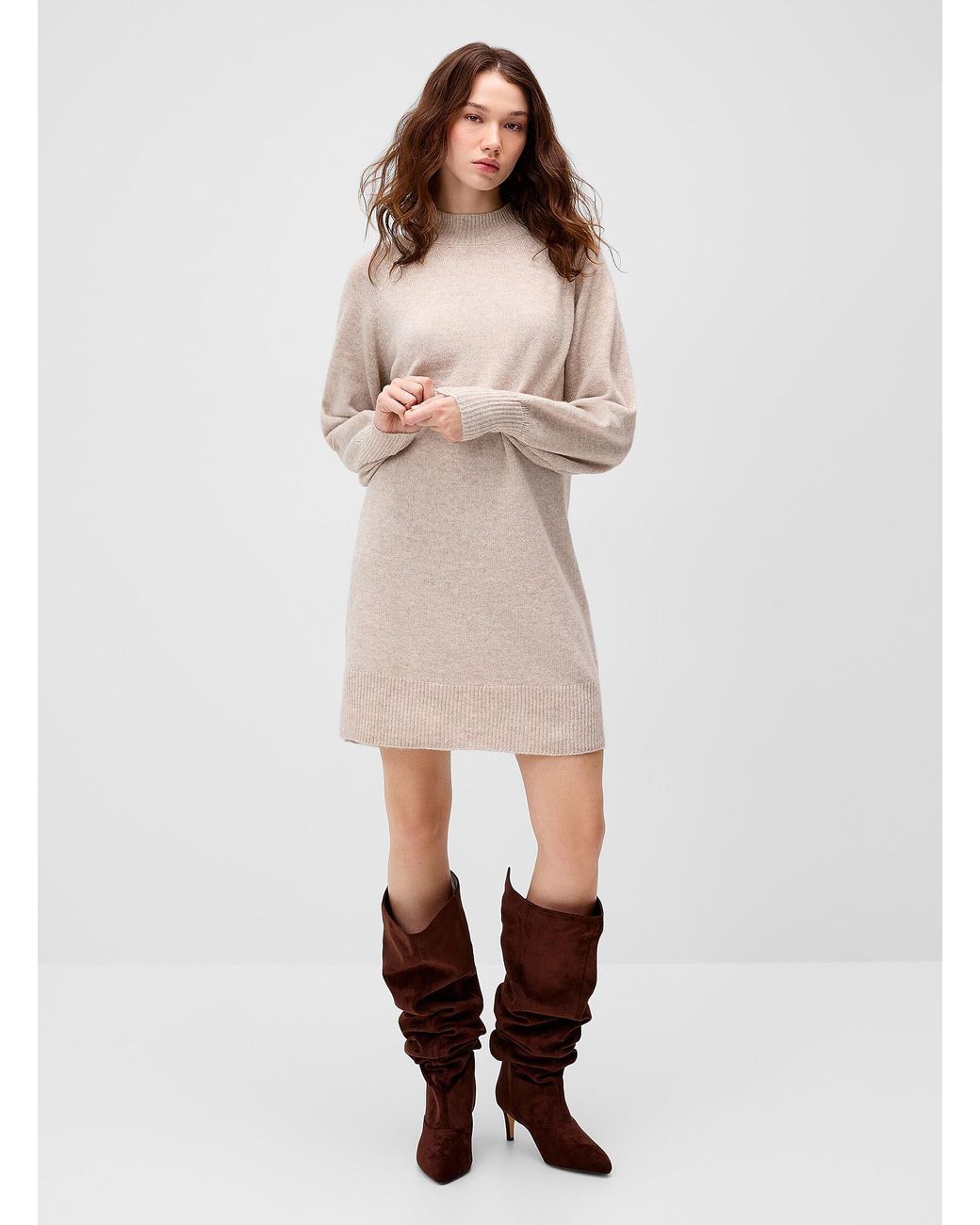 ONLY Natural Loose Knit Mock