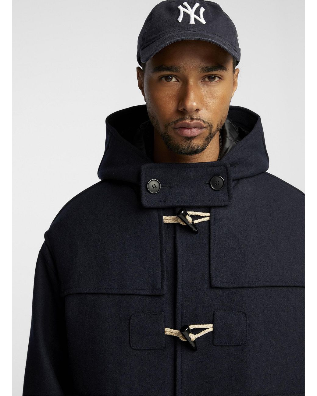 [PLACE STUDIO] HOODED CROP DUFFLE COAT JACKET★韓国人気 le-31-NavyMidnight-Blue-