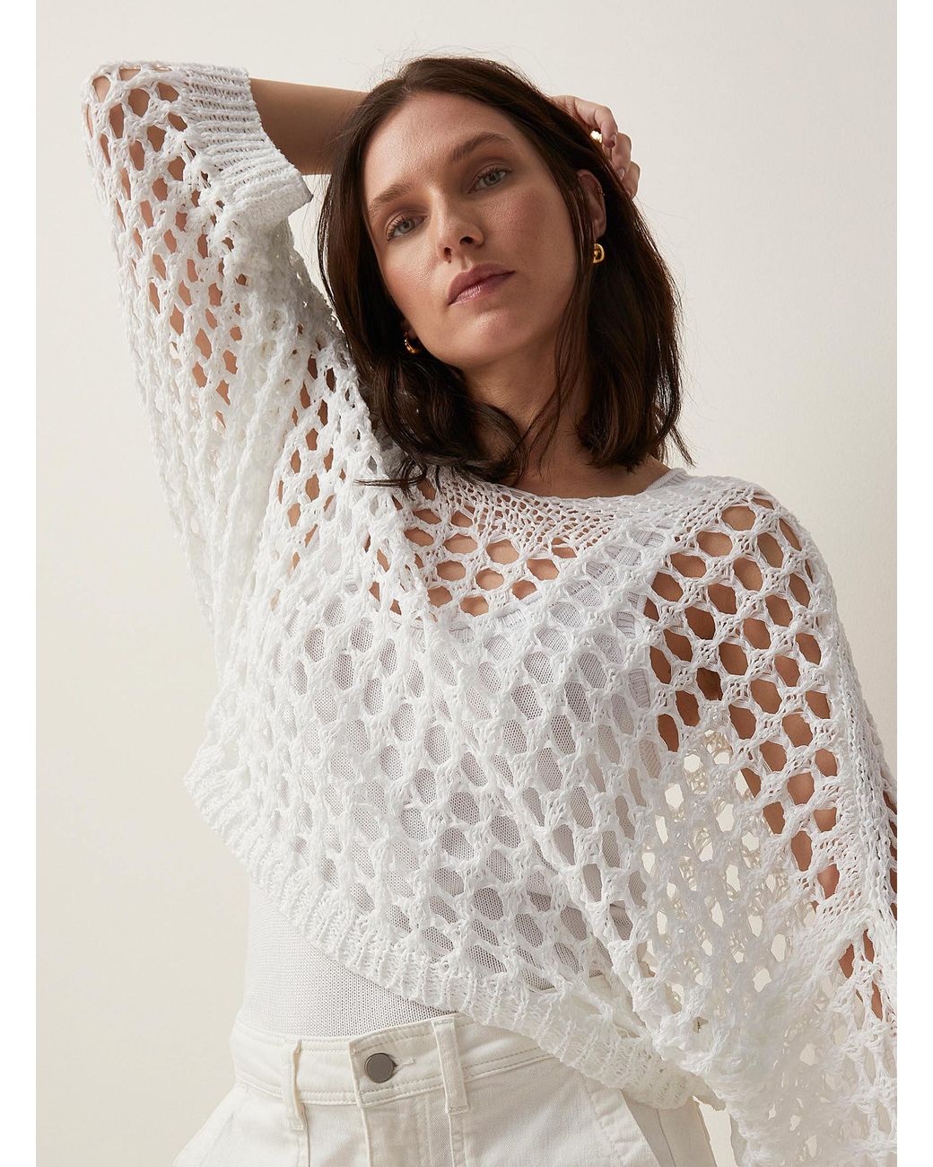 Contemporaine Mesh Knit Loose Sweater in Gray Lyst