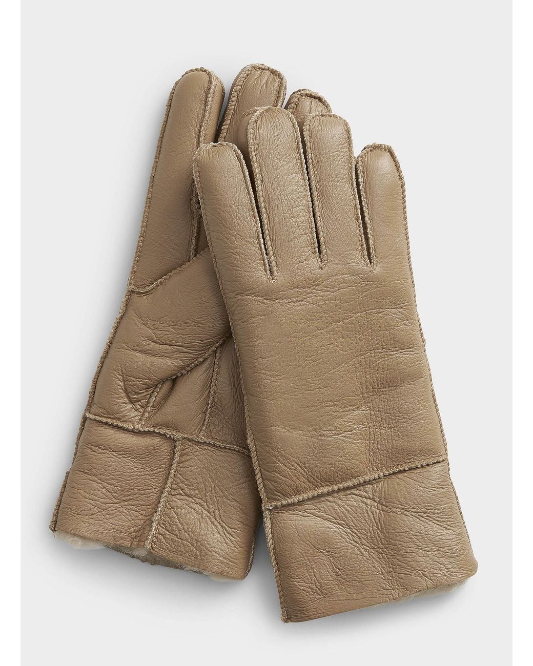 Simon's Brown Topstitched Sheepskin Gloves
