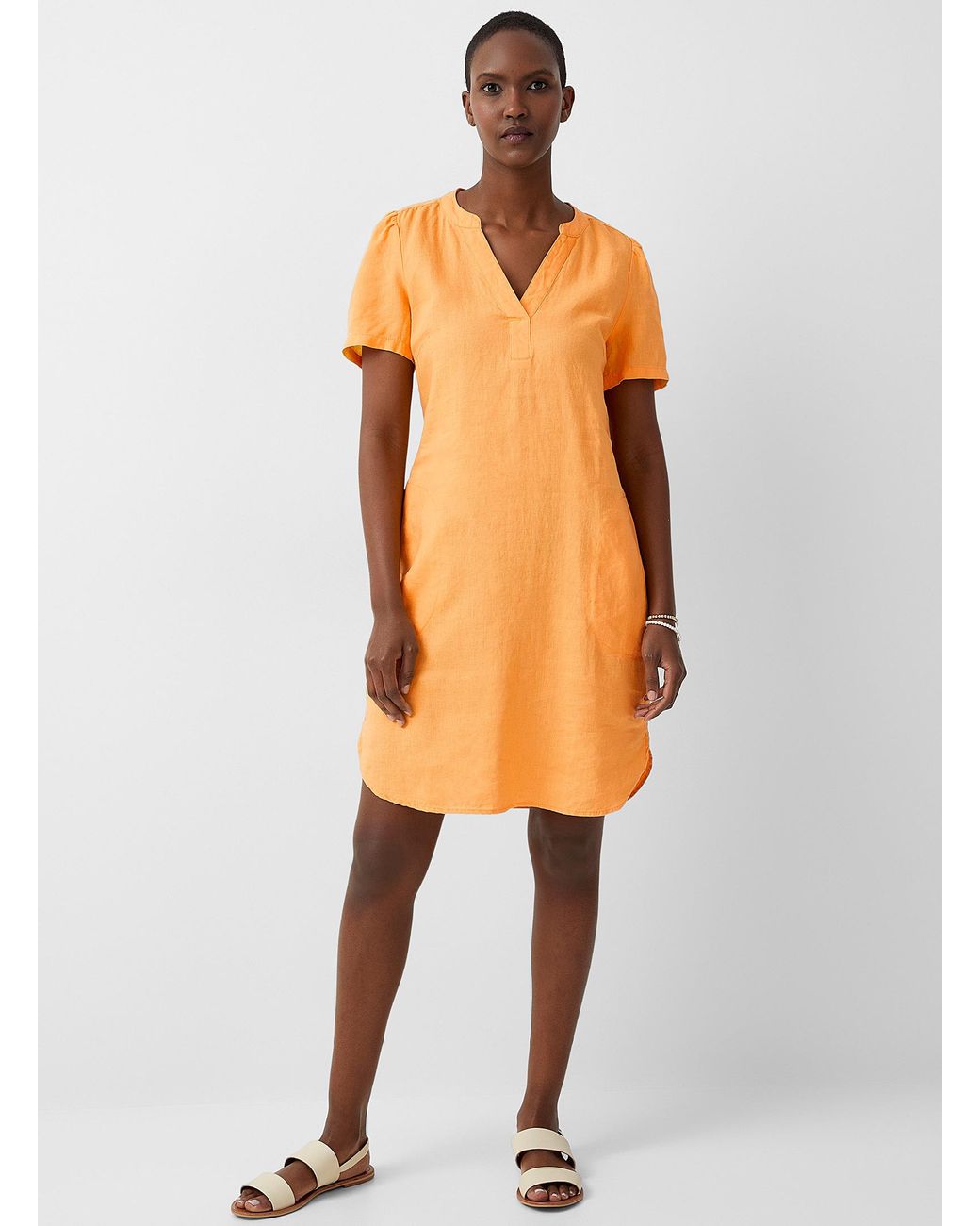 Part Two Aminase Khaki Linen Shift Dress
