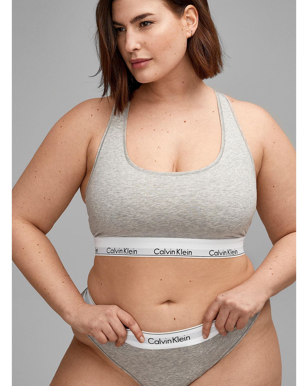 Calvin Klein Sporty Cotton Modal Bralette Plus Size in Gray | Lyst
