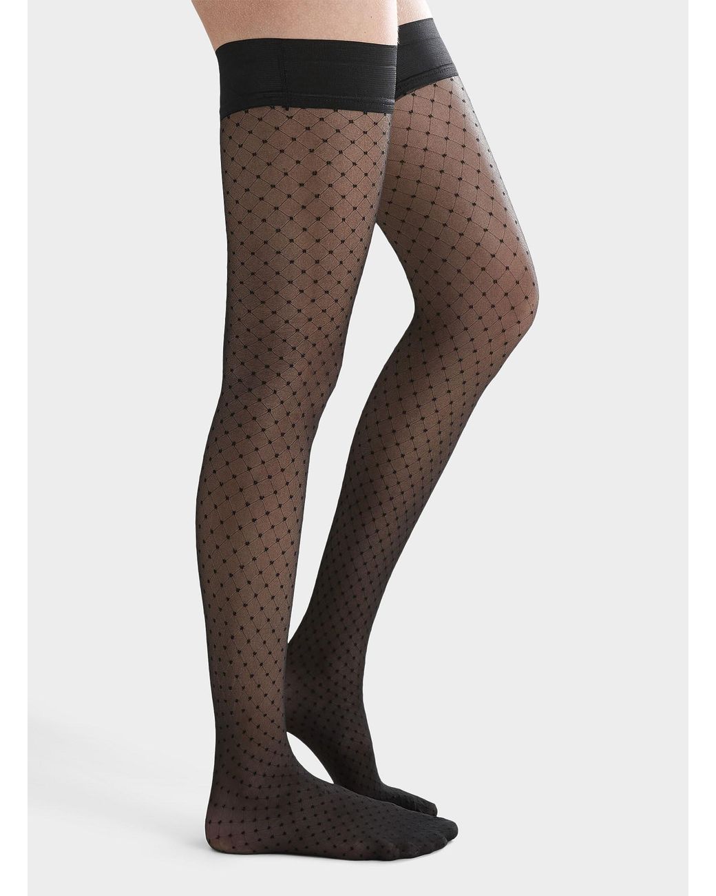 Simon's White Polka Dot And Grid Thigh