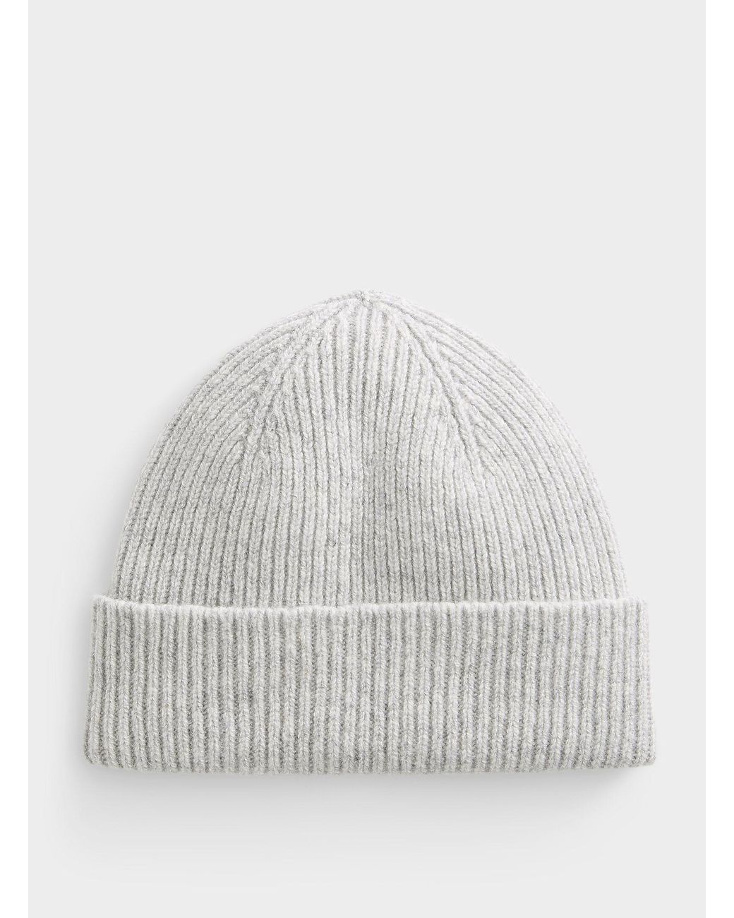 Robert Mackie White Pure Wool Solid Ribbed Tuque