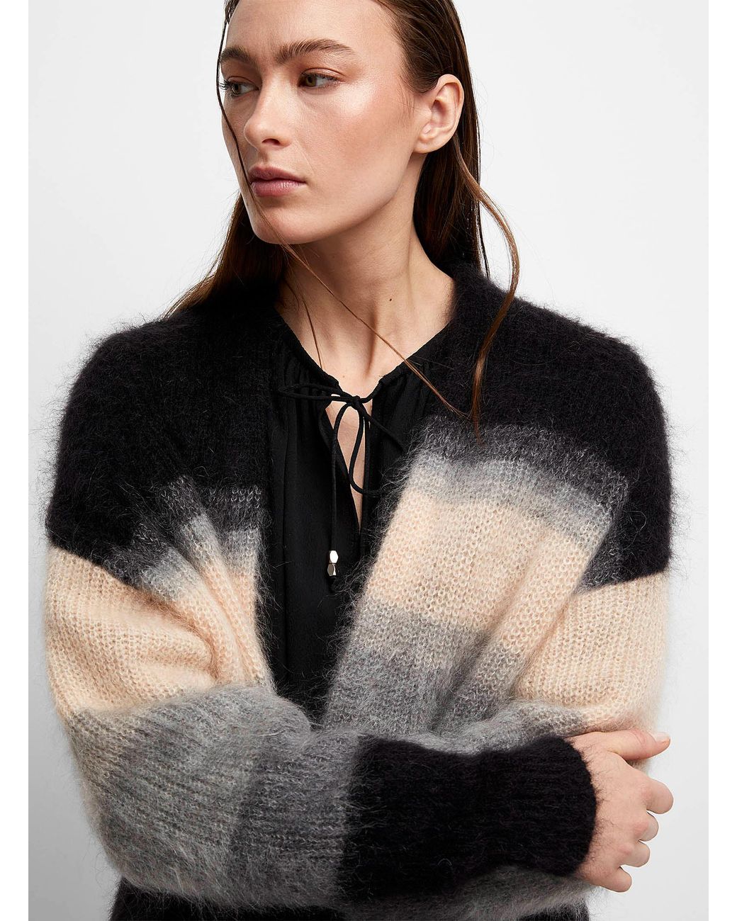 MARANT ÉTOILE Dana striped-intarsia cardigan - Yellow