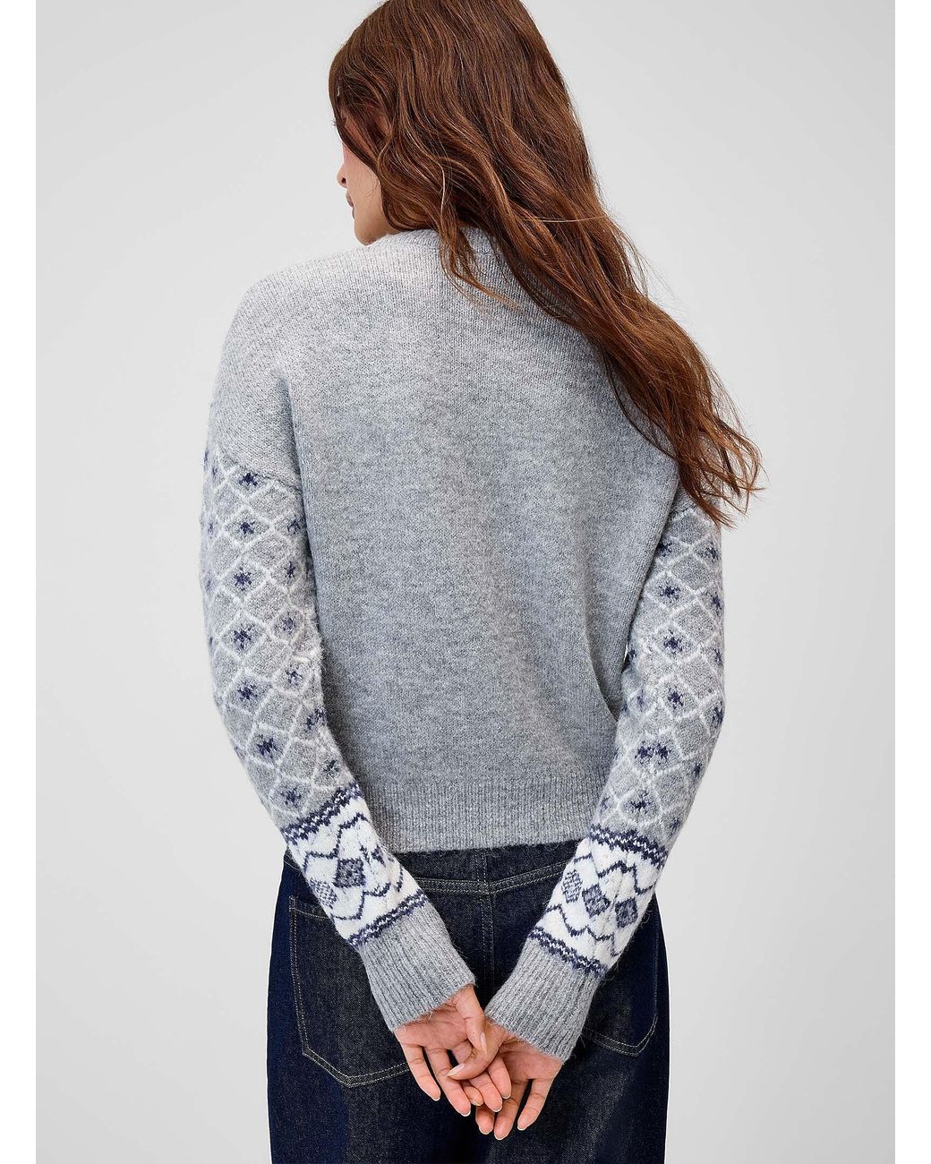 Twik Gray Patterned Plush Sweater