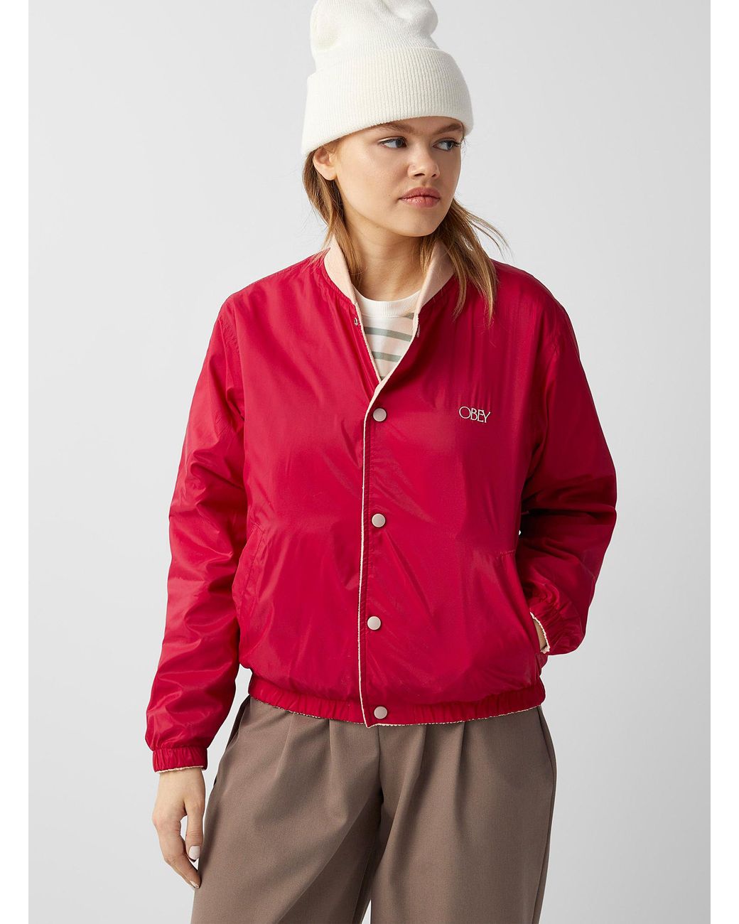 Obey pink jacket cheap